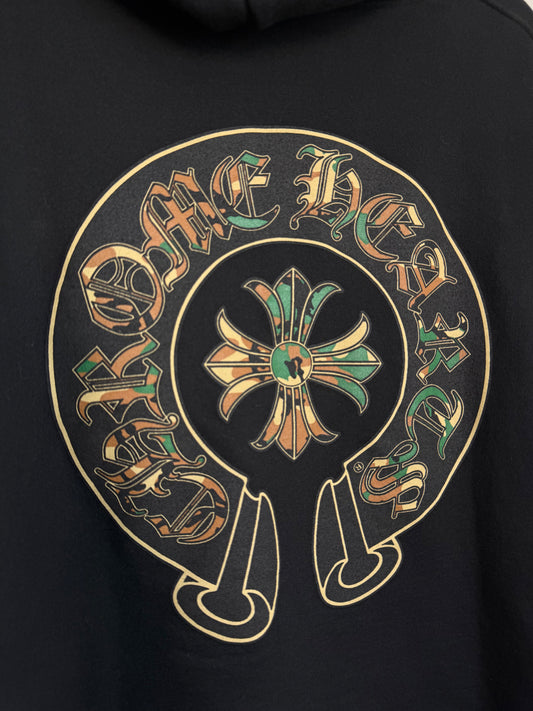 Chrome Hearts Camo Horseshoe Thermal Zip Up Hoodie Black