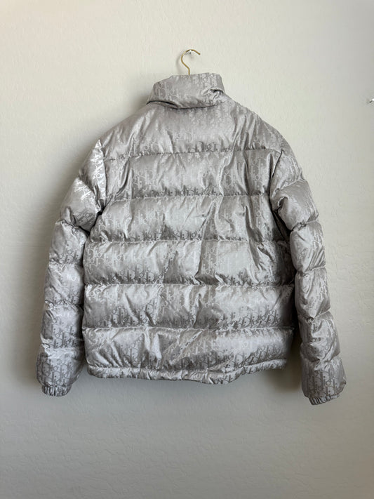 Dior Oblique Puffer Jacket Silver Grey