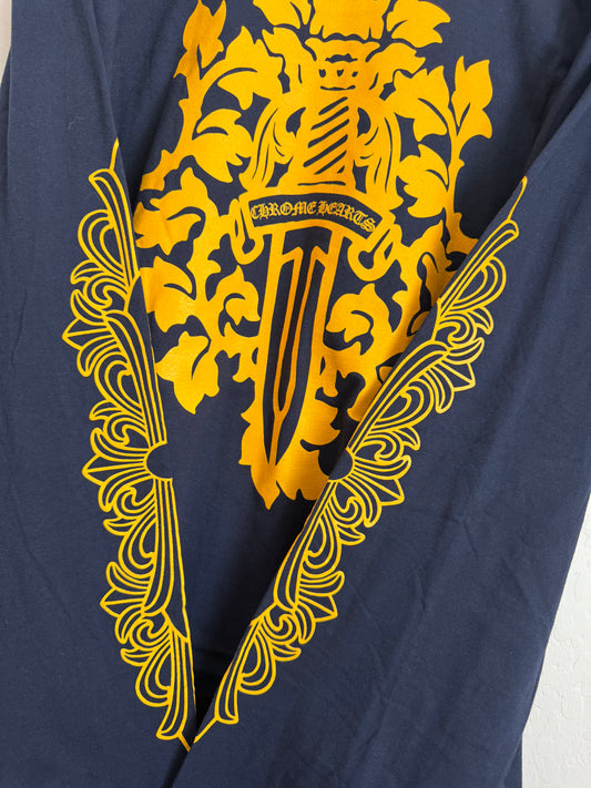 Chrome Hearts V89 Vine Dagger LS T-Shirt Navy/Yellow