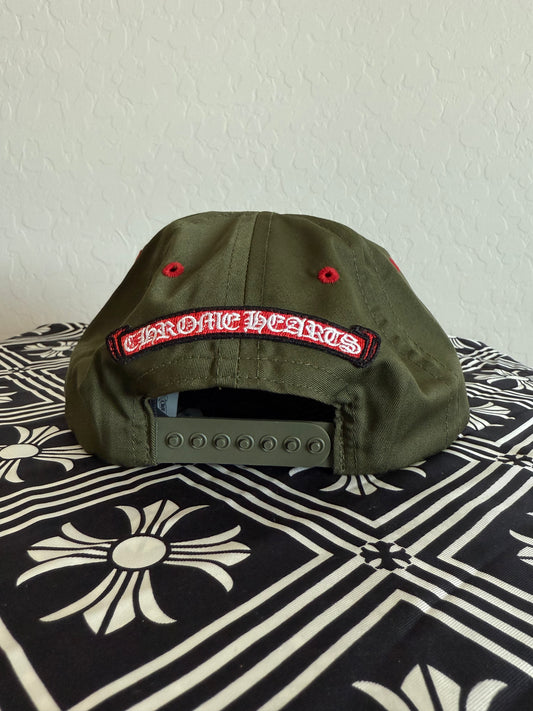 Chrome Hearts Gas Station Triple Cross Snapback Hat Olive Green