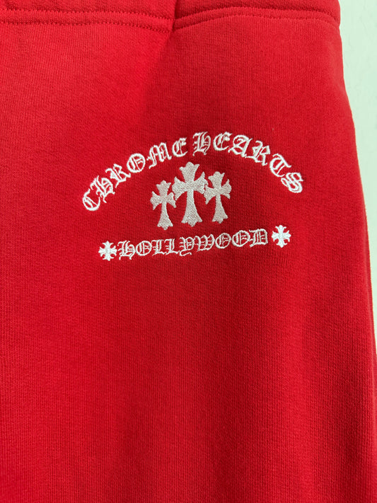 Chrome Hearts Sailin On Triple Cross Embroidery Sweatpants Red