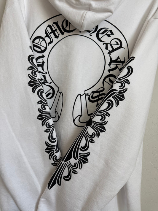 Chrome Hearts Horseshoe Floral Zip Up Hoodie White