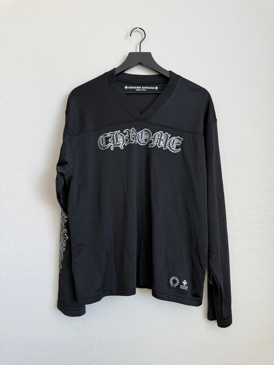 Chrome Hearts Stadium Mesh Jersey Floral LS Black Silver
