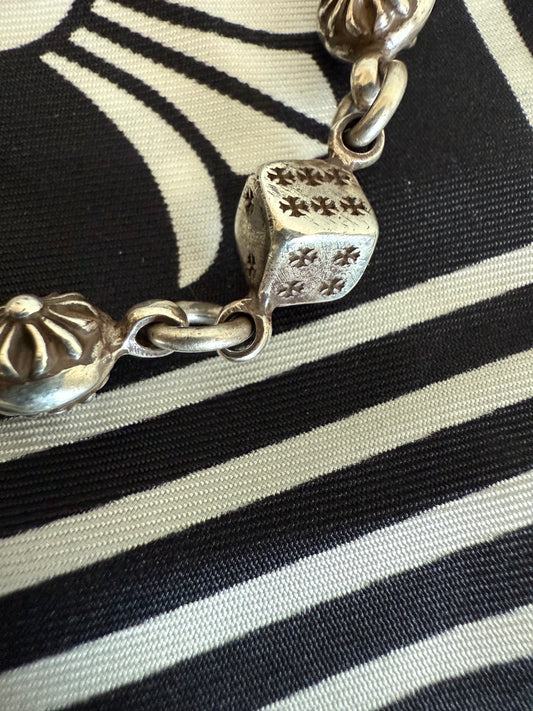Chrome Hearts Dice Bracelet 9 Link Silver