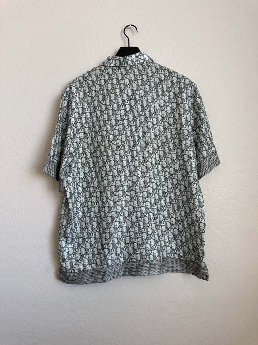 Dior Diamond Oblique Silk Button Up SS Shirt