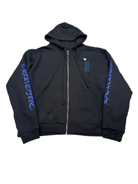 Chrome Hearts Thermal Vertical Logo Zip Up Hoodie Black/Blue