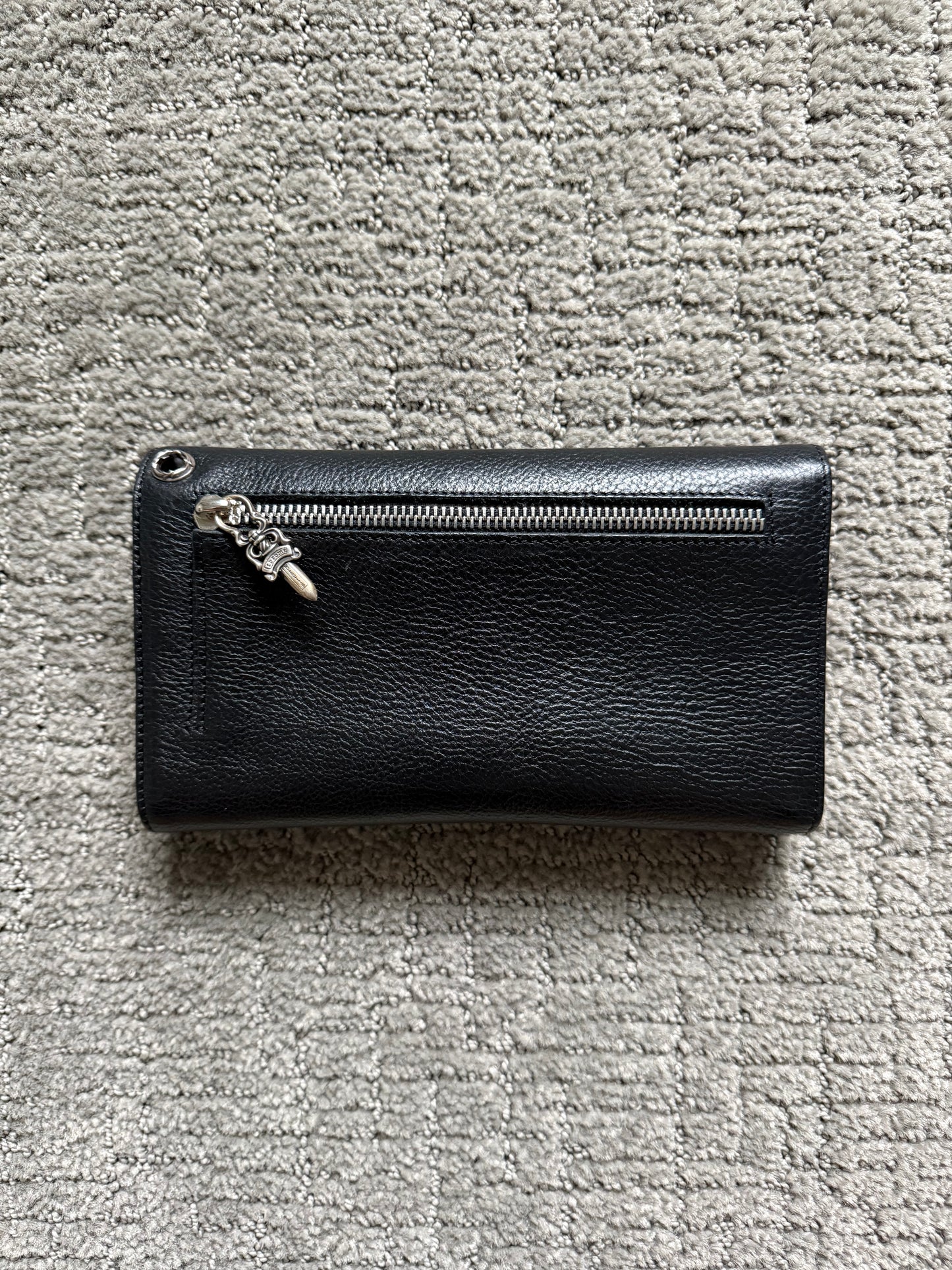 Chrome Hearts Wave Long Leather Wallet Black