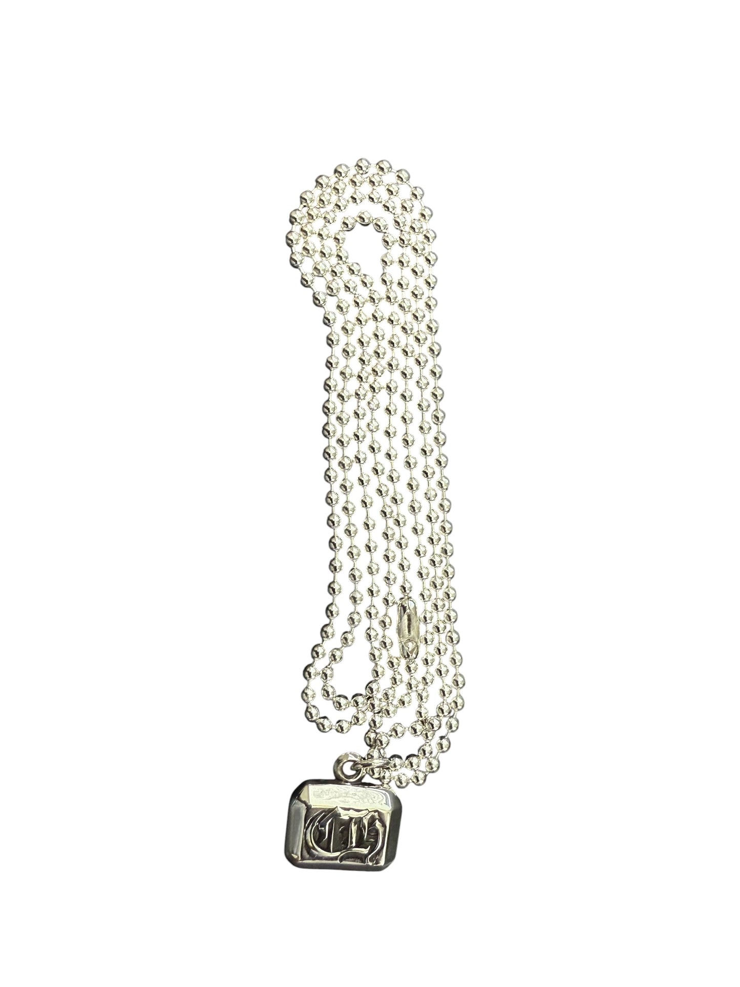 Chrome Hearts Emerald Cut CH Pendant w Ball Chain