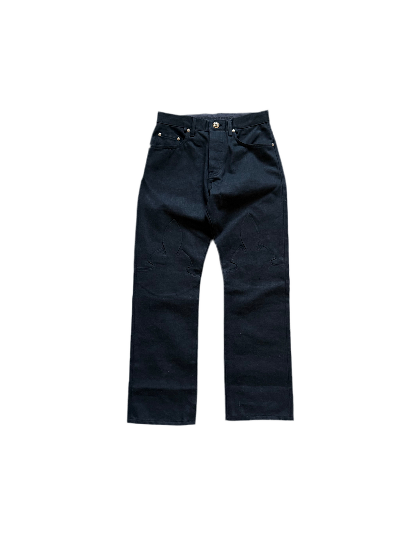 Chrome Hearts Fleur Knee Raw Denim Jeans Black