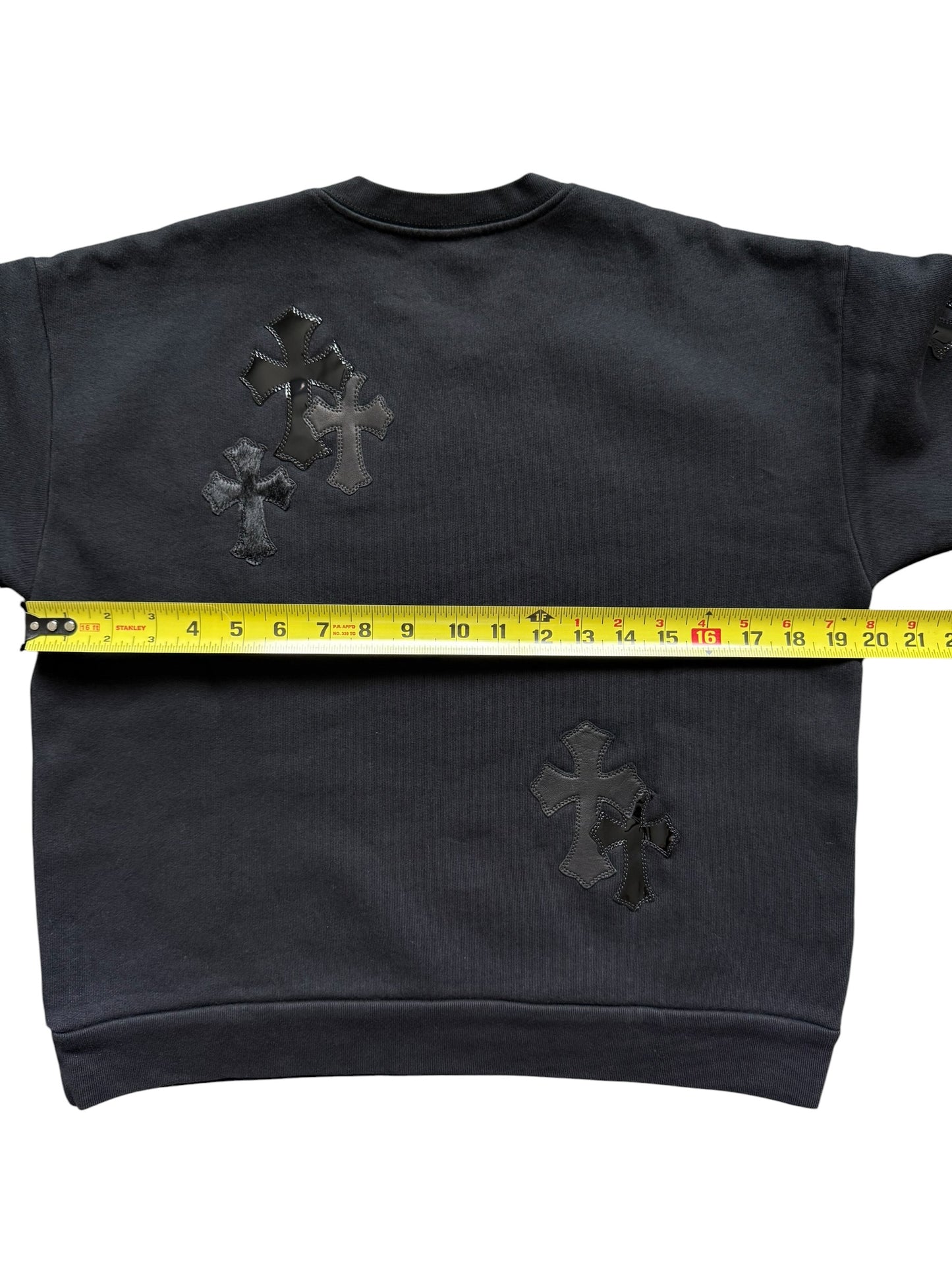 Chrome Hearts Leather Cross Patch Crewneck Sweatshirt Black