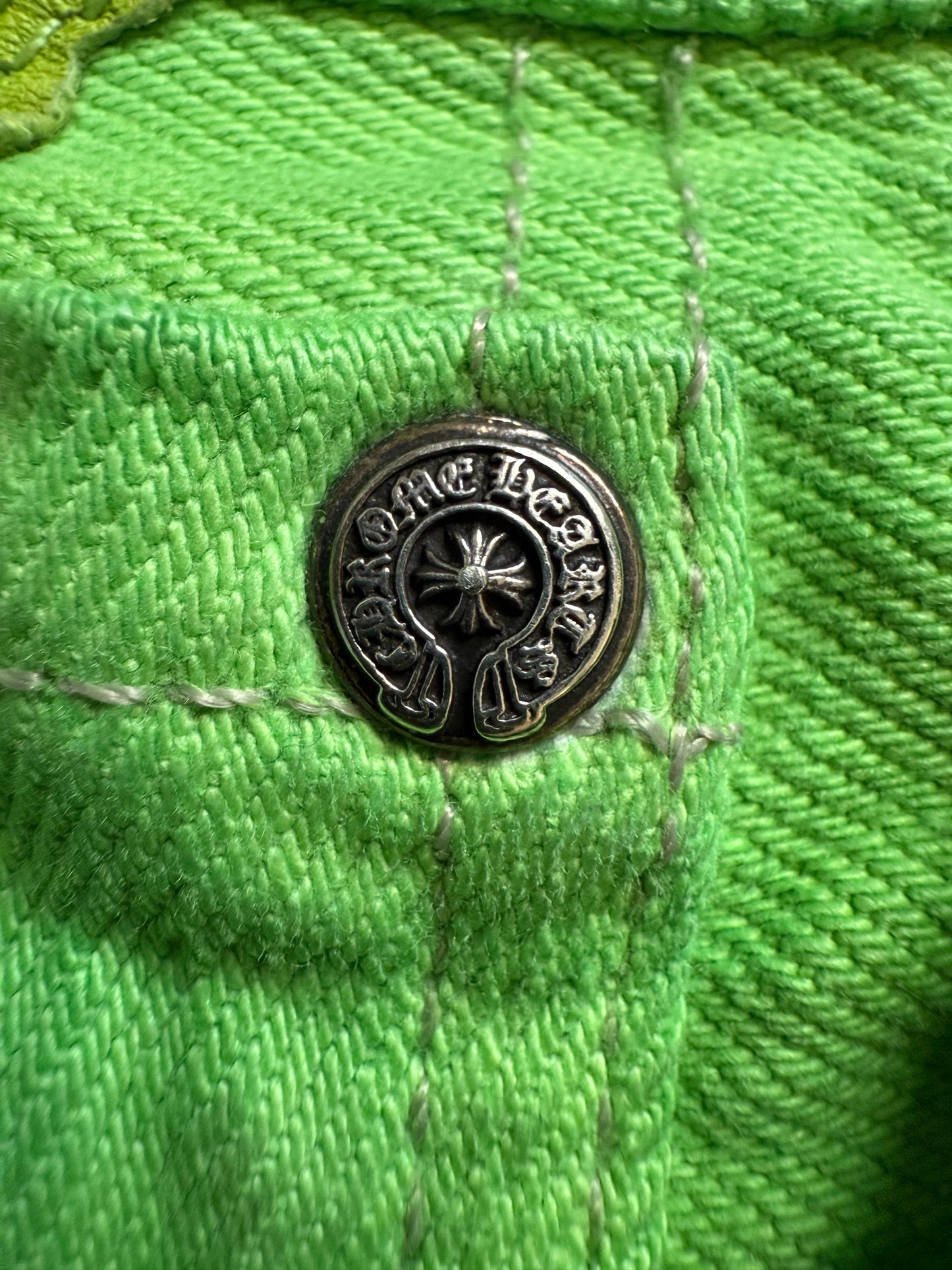 Chrome Hearts Sex Records Green Levis Leather Cross Denim Jeans