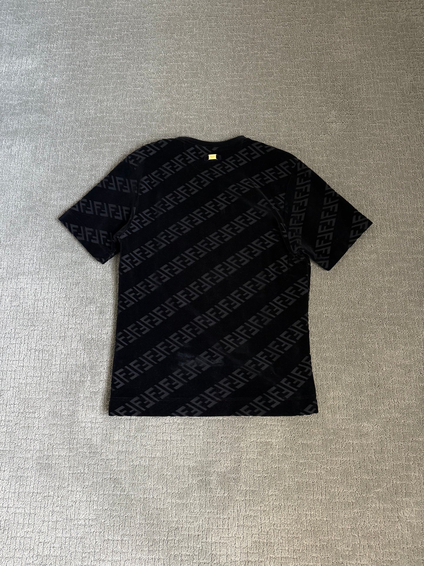 Fendi Velvet Diagonal Mongram SS T-Shirt Black