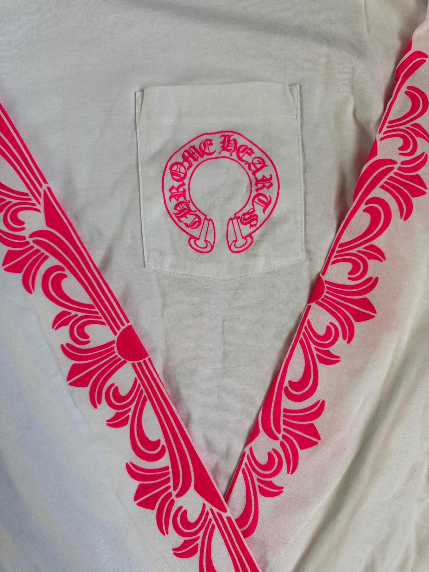 Chrome Hearts Horseshoe LS T-Shirt White Pink