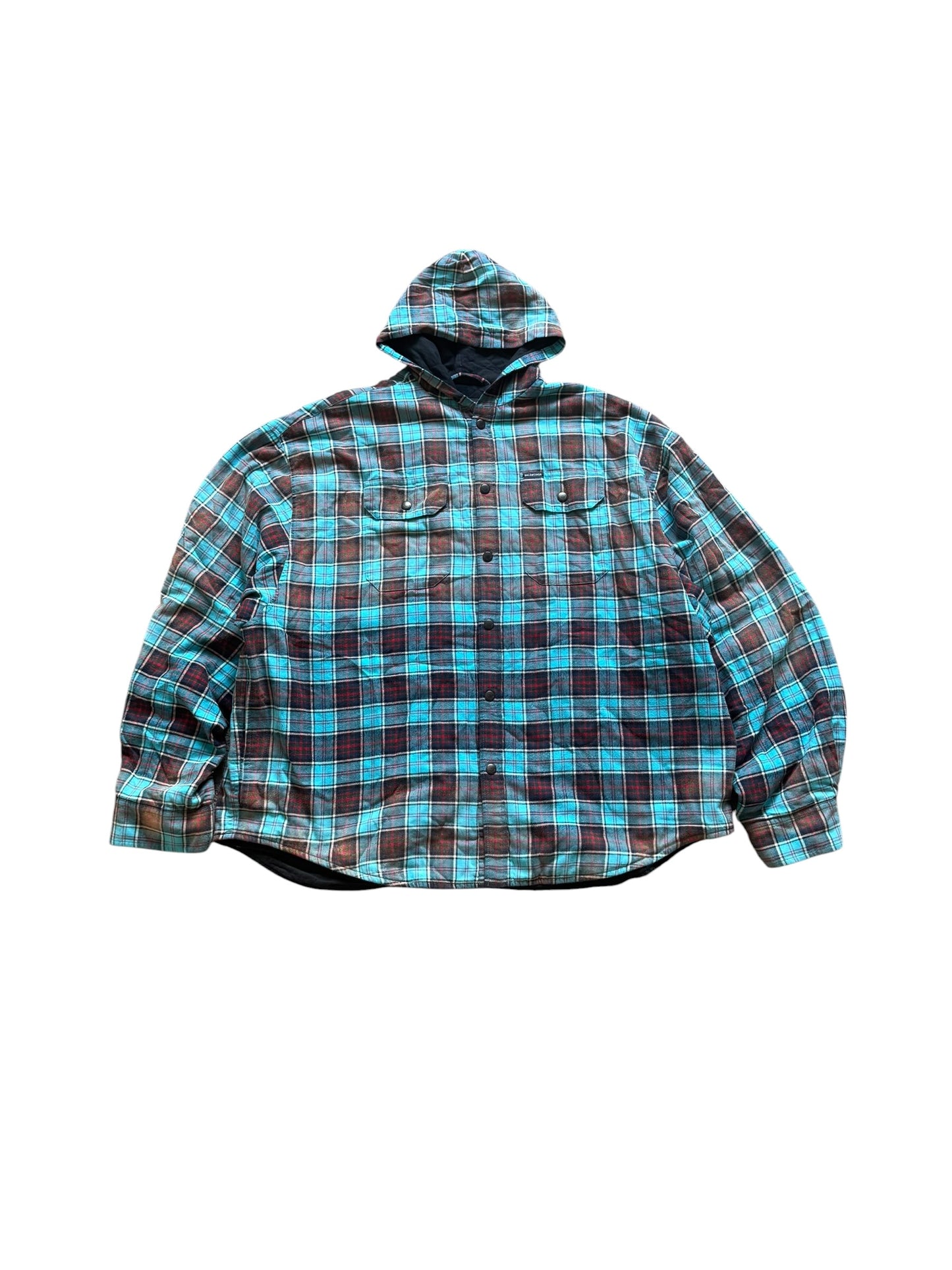 Balenciaga Bleached Flannel Hooded Jacket