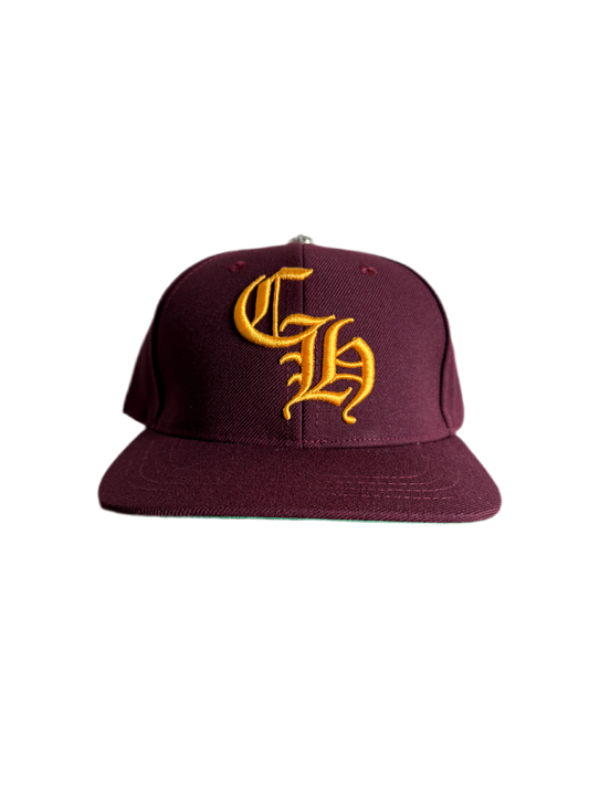Chrome Hearts CH Logo Snapback Maroon/Yellow