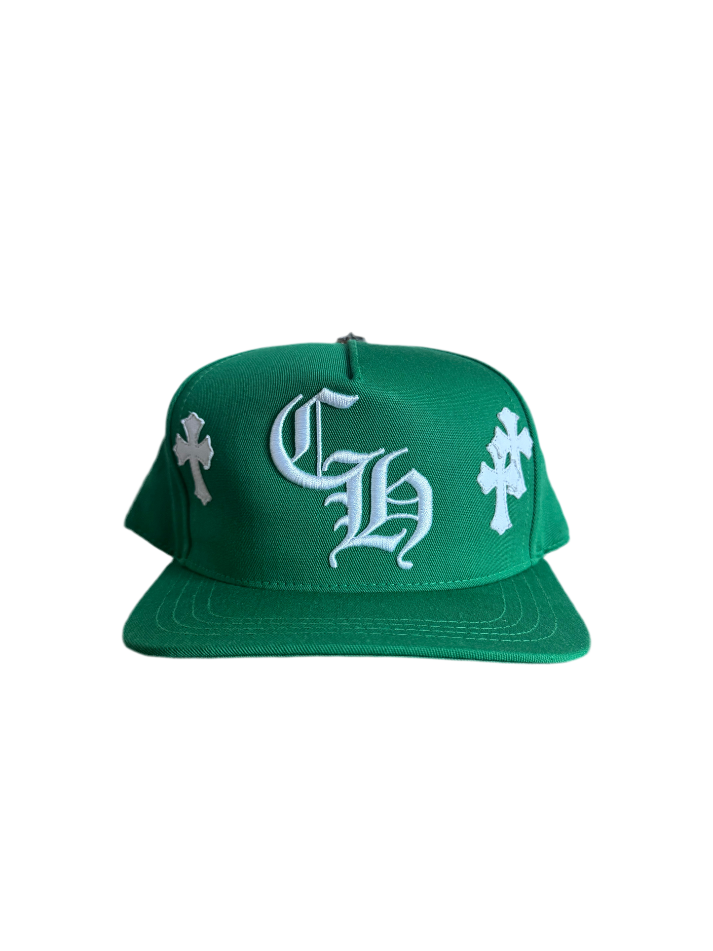 Chrome Hearts Cross Patch CH Snapback Hat Green/White