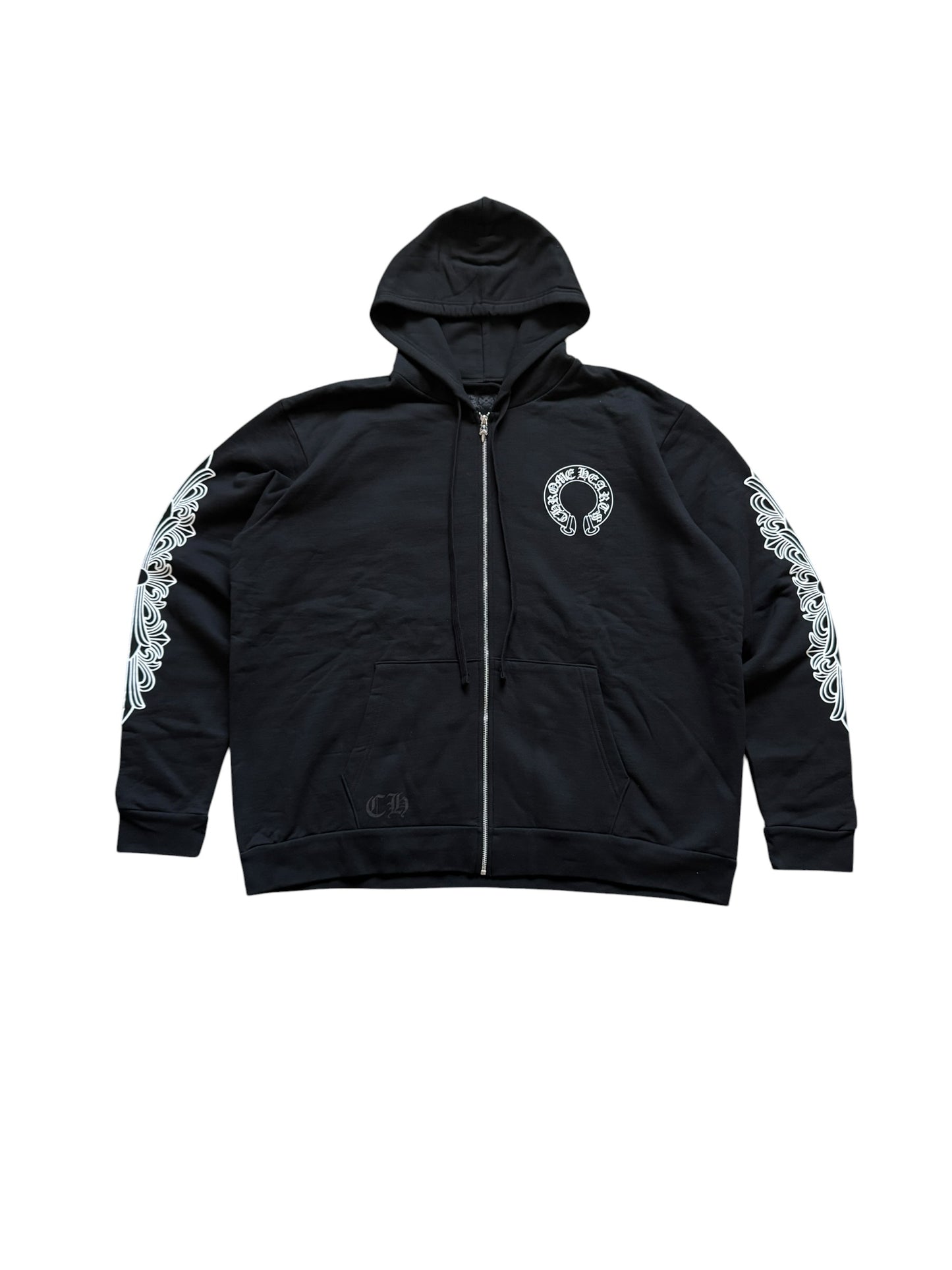 Chrome Hearts Horseshoe Floral Zip Up Hoodie