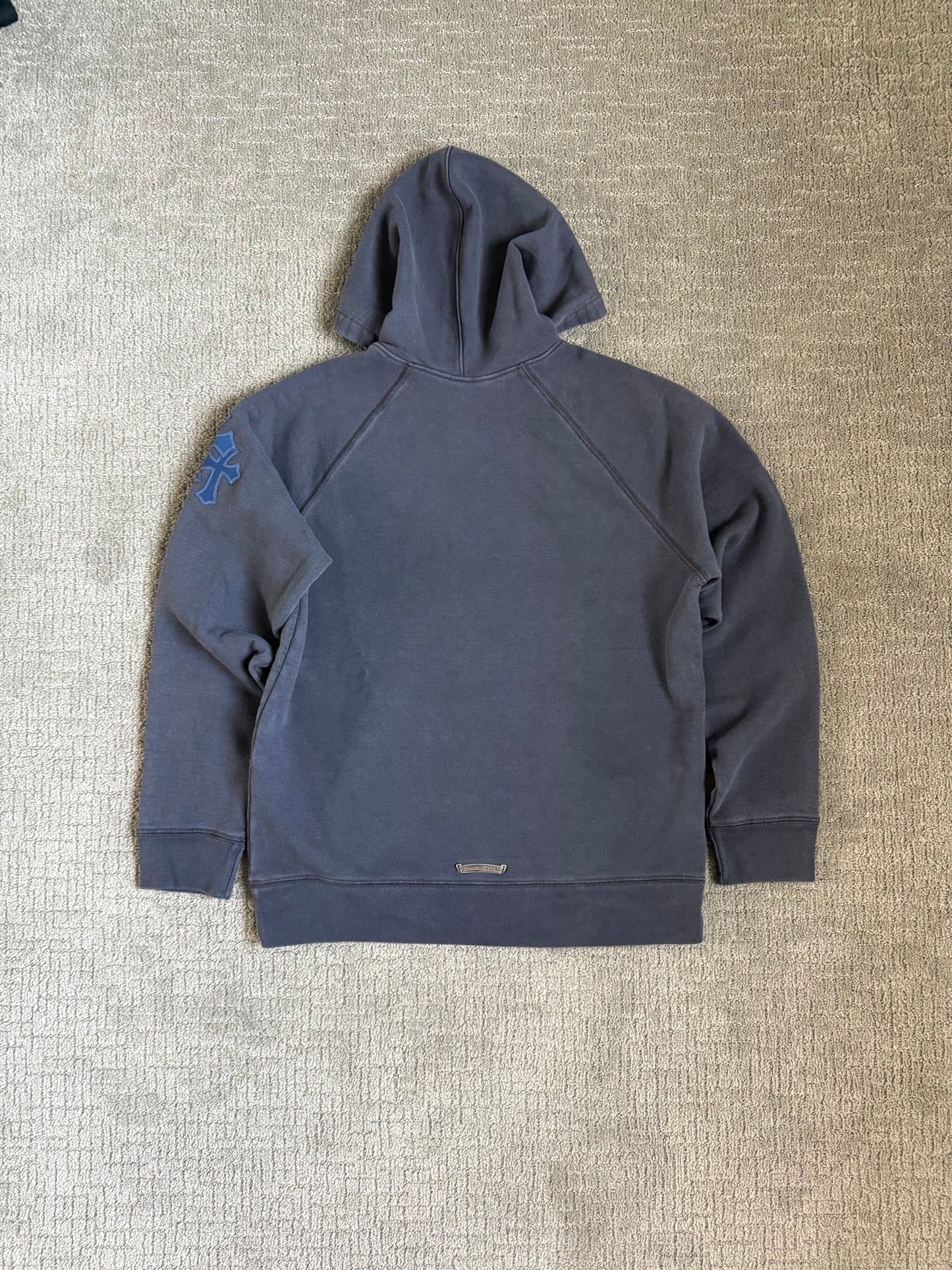 Chrome Hearts Leather Triple Cross Paper Jam Pullover Hoodie Navy