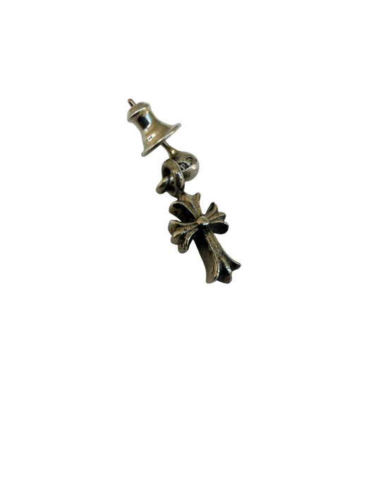 Chrome Hearts Baby Fat Cross Drop Silver Earring