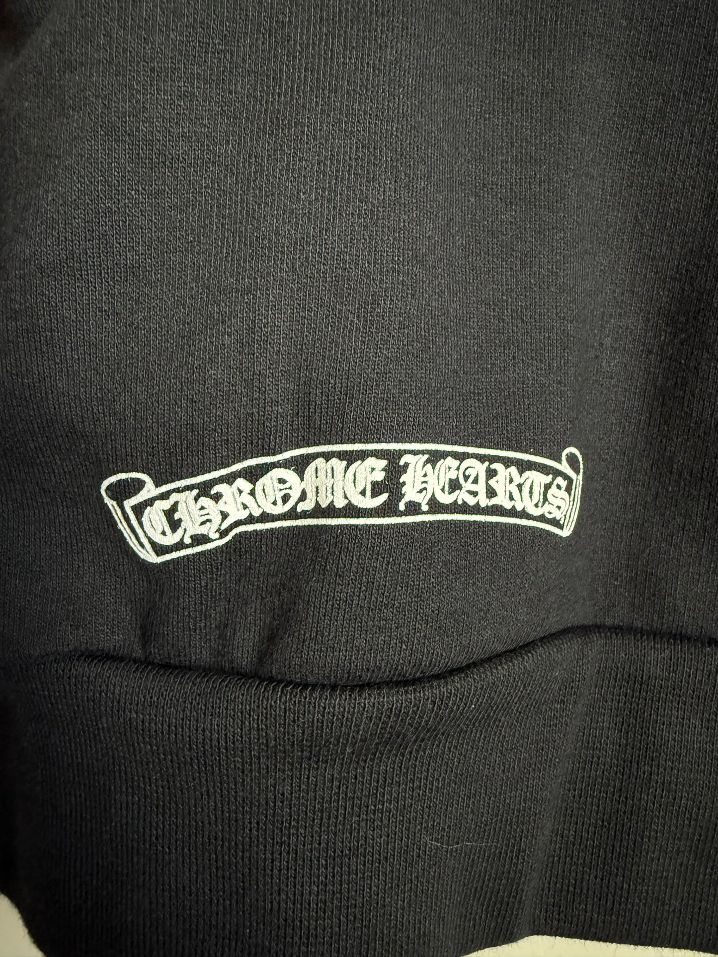 Chrome Hearts Verical Logo Zip Up Hoodie Black