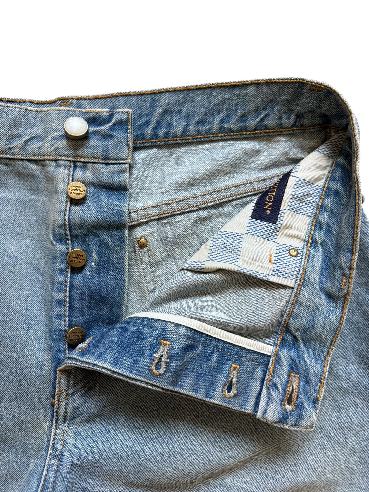 Louis Vuitton Embroider Logo Denim Shorts
