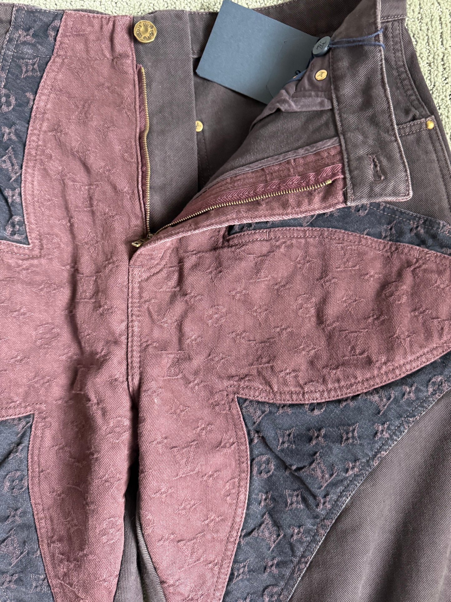 Louis Vuitton Flower Monogram Baggy Jeans Burgundy