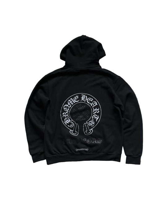 Chrome Hearts Las Vegas 25th Anniversary Horseshoe Pullover Hoodie Black Silver