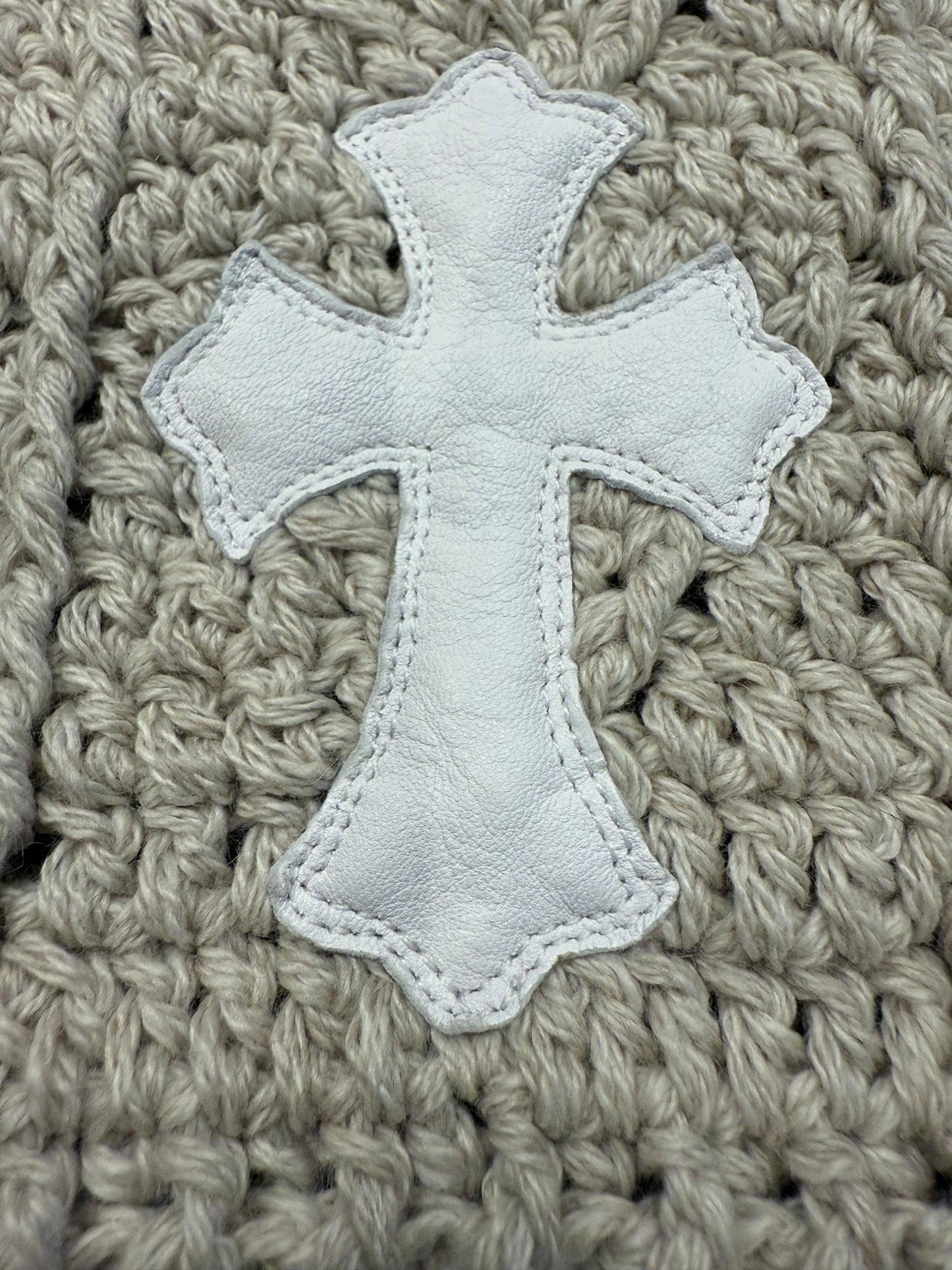 Chrome Hearts Cross Patch Cashmere Beanie Cream/White