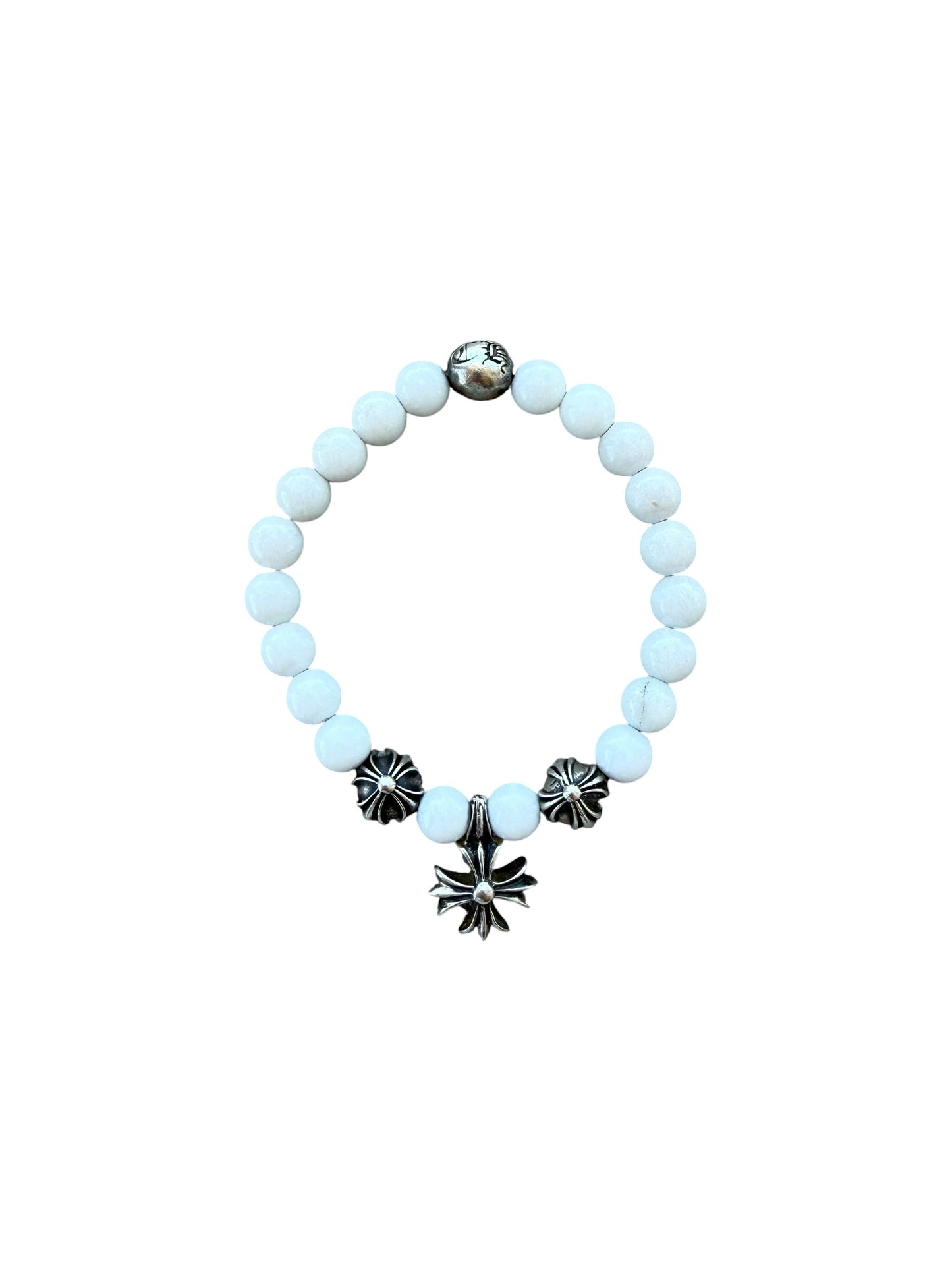 Chrome Hearts Plus Cross Charm Onyx Bead Bracelet