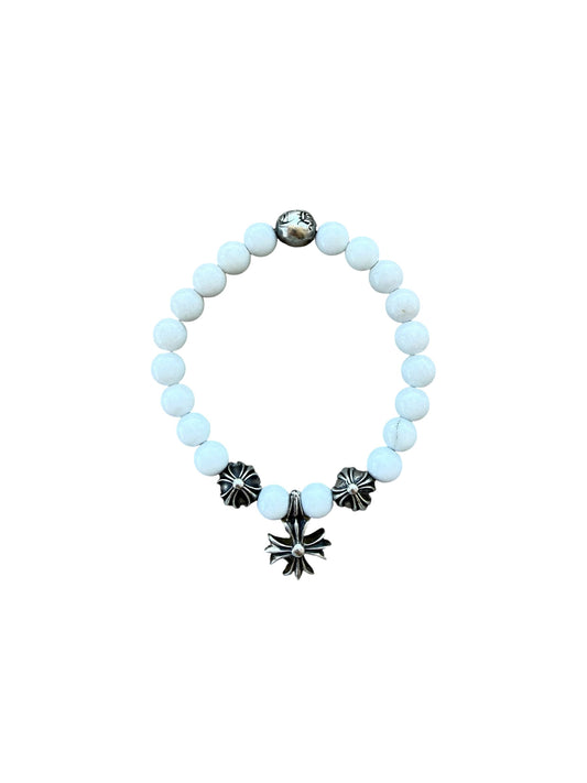 Chrome Hearts Plus Cross Charm Onyx Bead Bracelet