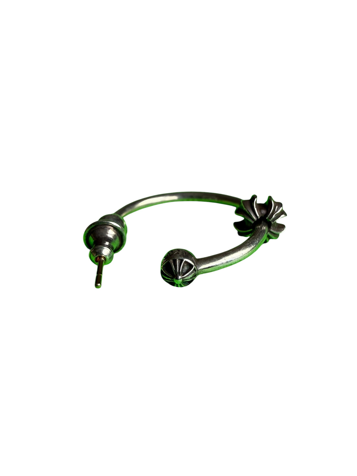 Chrome Hearts Spinner Cross Hoop Silver Earring