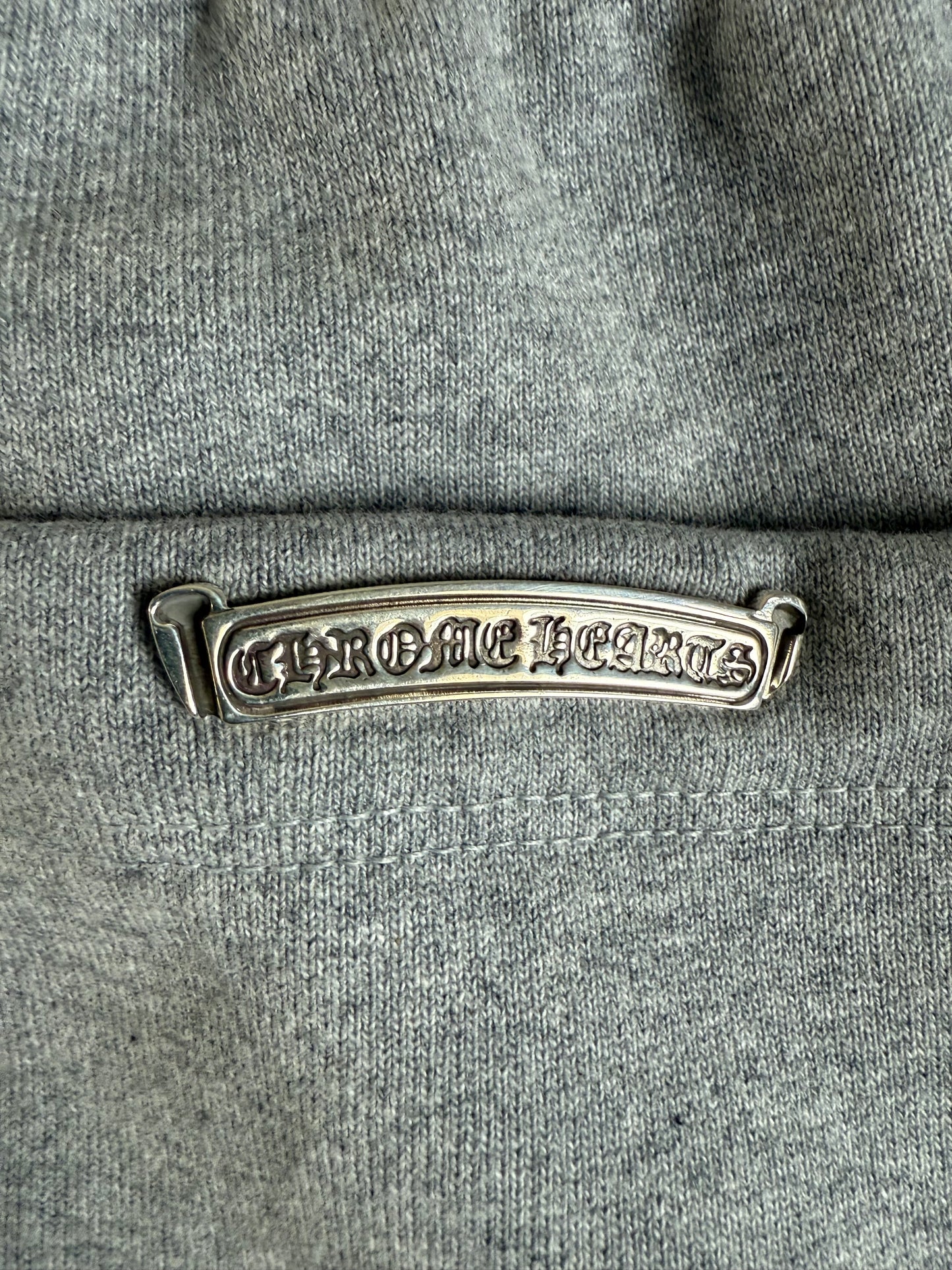 Chrome Hearts Leather Triple Cross Paper Jam Zip Up Sweatpants Grey