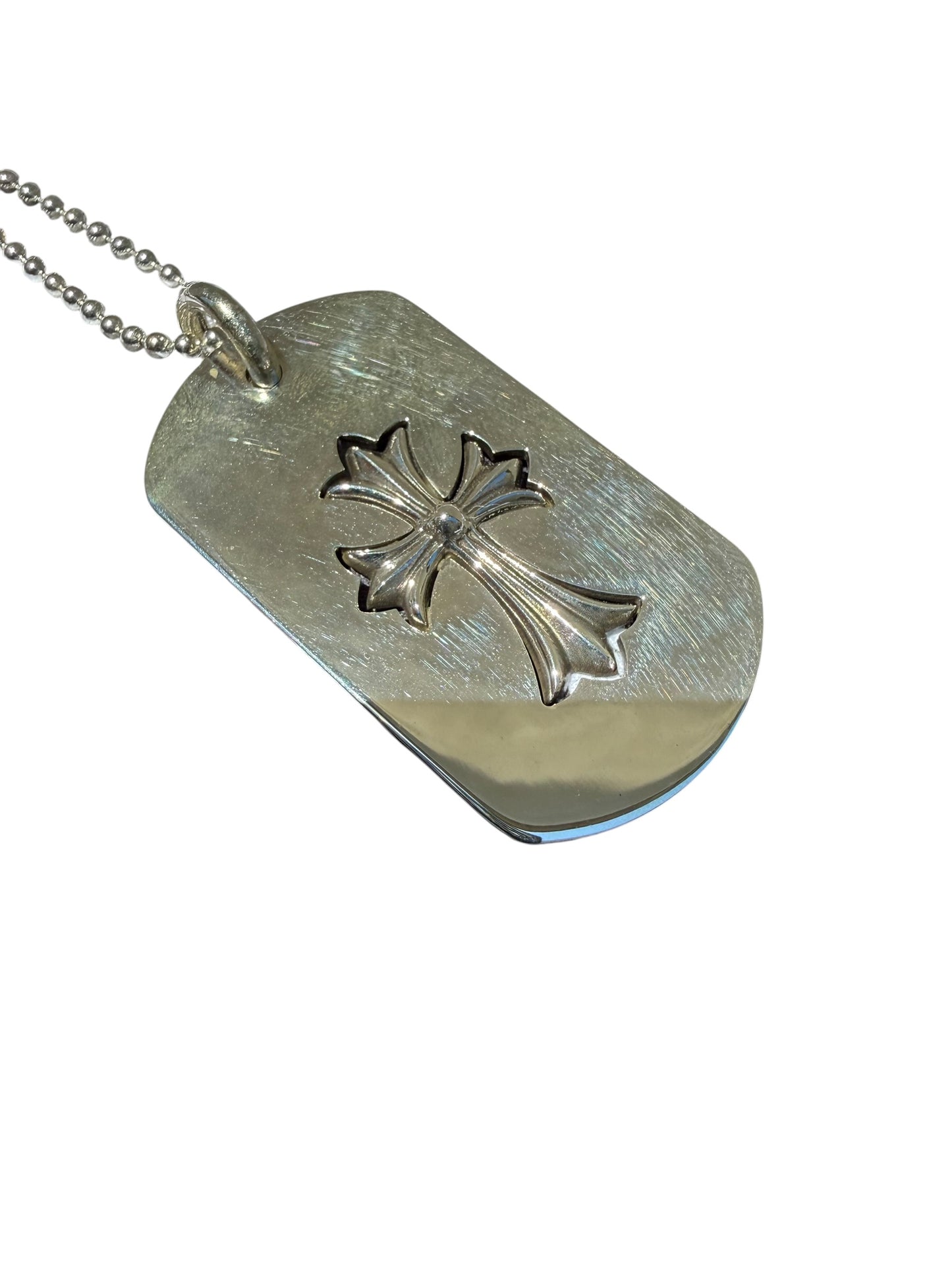 Chrome Hearts Small Cross Silver Dog Tag with Chain