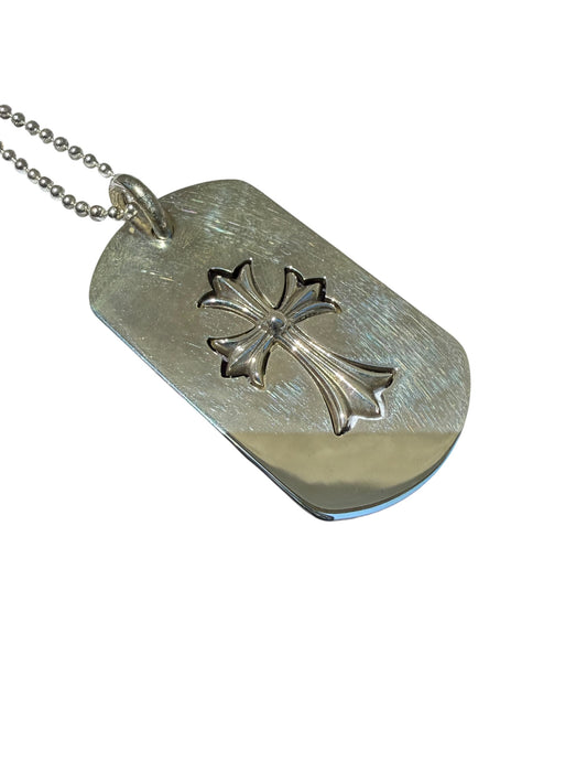 Chrome Hearts Small Cross Silver Dog Tag with Chain