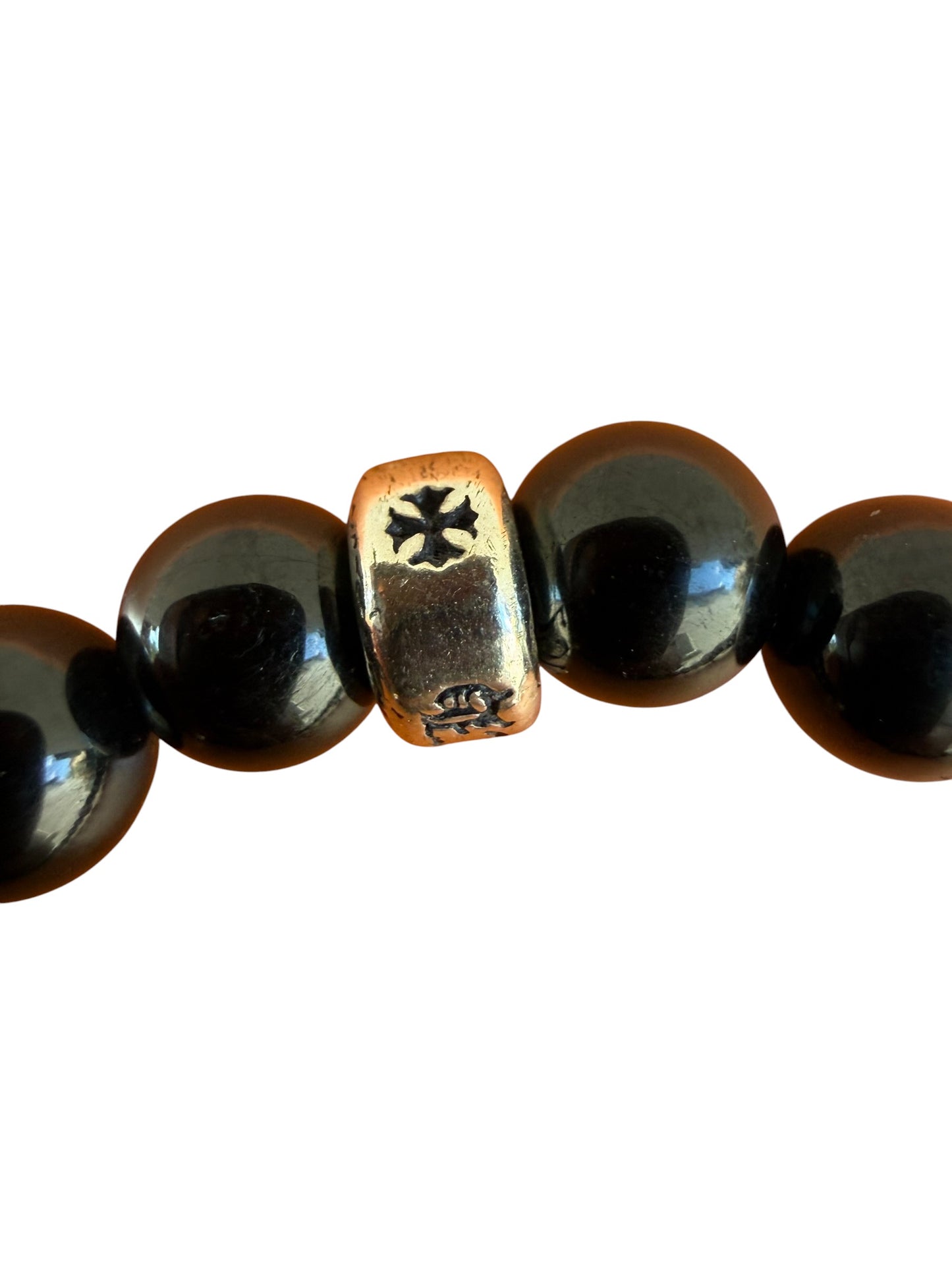 Chrome Hearts Babyfat Charm Cross Onyx Bead Bracelet
