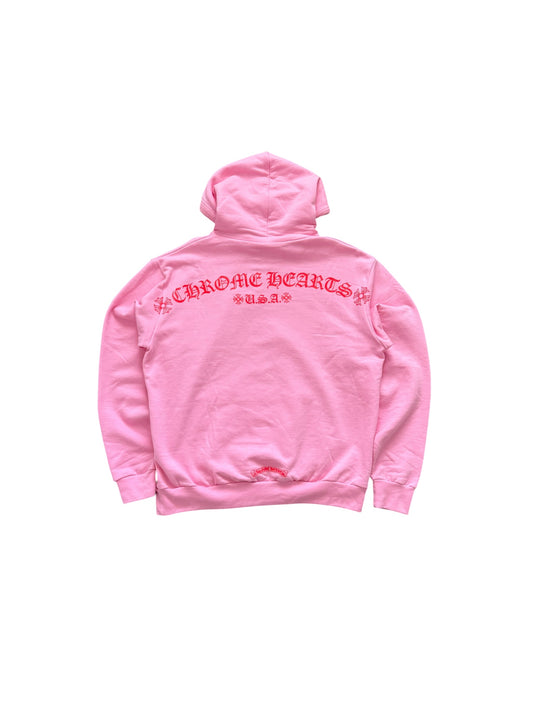 Chrome Hearts T Bar Pullover Hoodie Pink Red