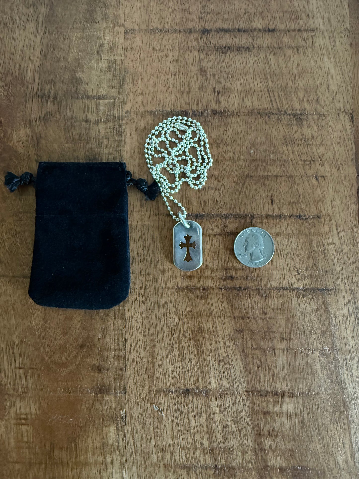 Chrome Hearts Cross Cut Out Dog Tag .925 Silver Pendant