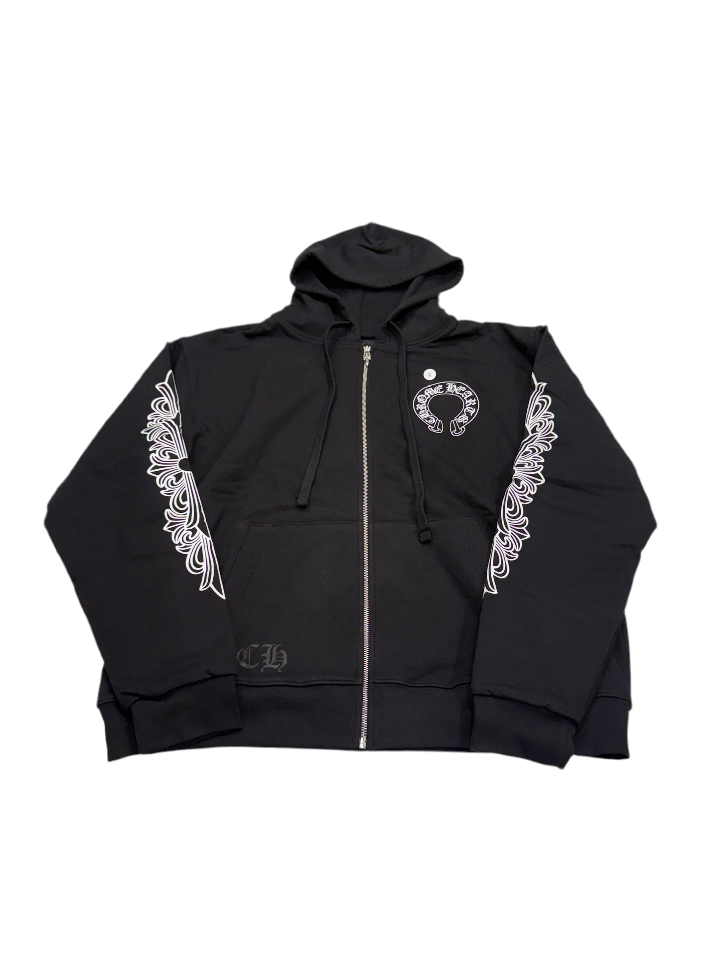 Chrome Hearts Horseshoe Thermal Floral Zip Up Hoodie Black
