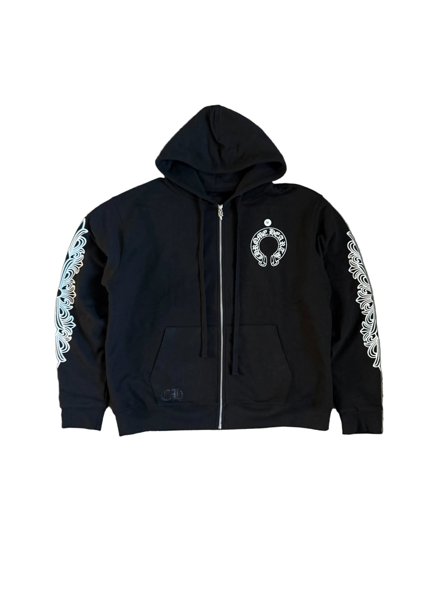 Chrome Hearts Horseshoe Thermal Floral Zip Up Hoodie Black
