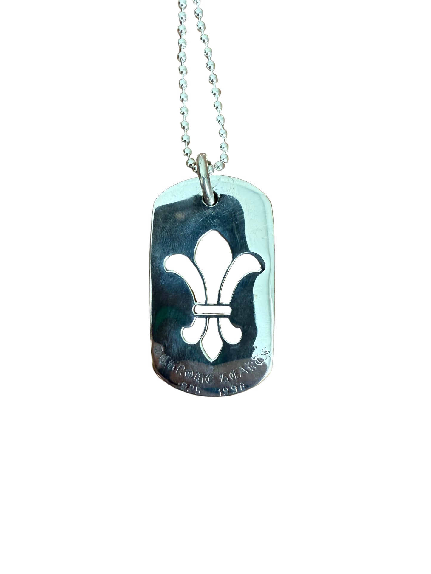 Chrome Hearts Fleur Cut Out Dog Tag Silver Pendant