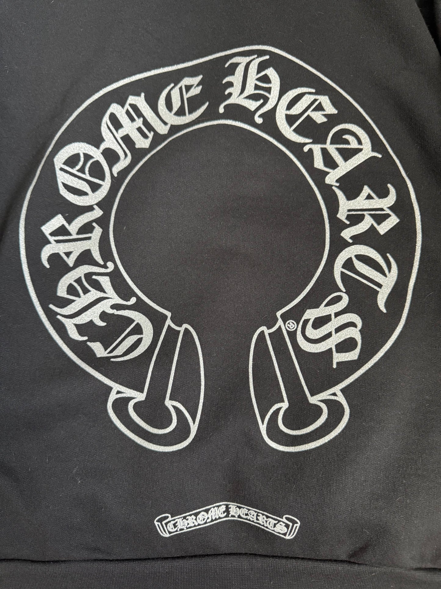 Chrome Hearts Online Exclusive Silver Glitter Pullover Hoodie Black