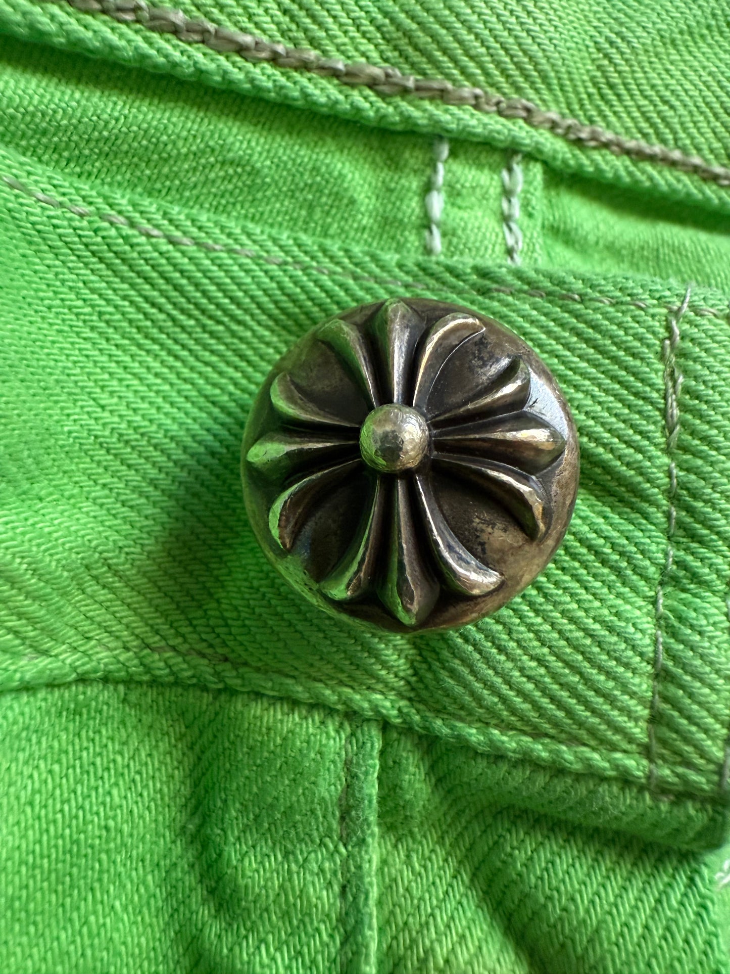 Chrome Hearts Sex Records Green Levis Leather Cross Denim Jeans