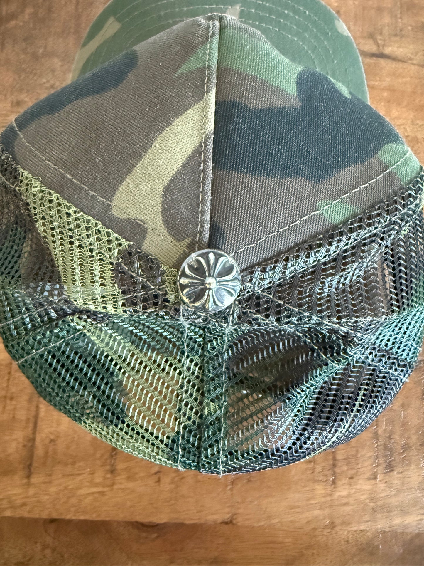 Chrome Hearts Leather Triple Cross Trucker Camo/Orange