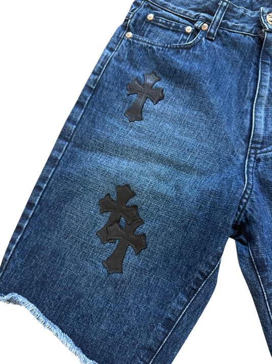 Chrome Hearts Cross Patch Denim Shorts Blue