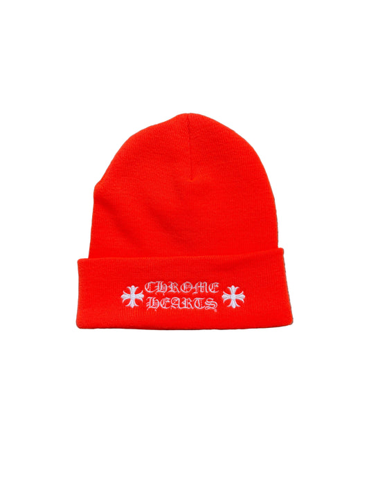 Chrome Hearts Plus Cross Logo Beanie Orange White