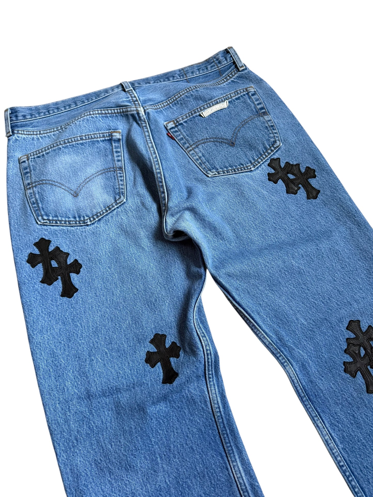Chrome Hearts 501 Redline Levis Cross Pants Jeans Blue