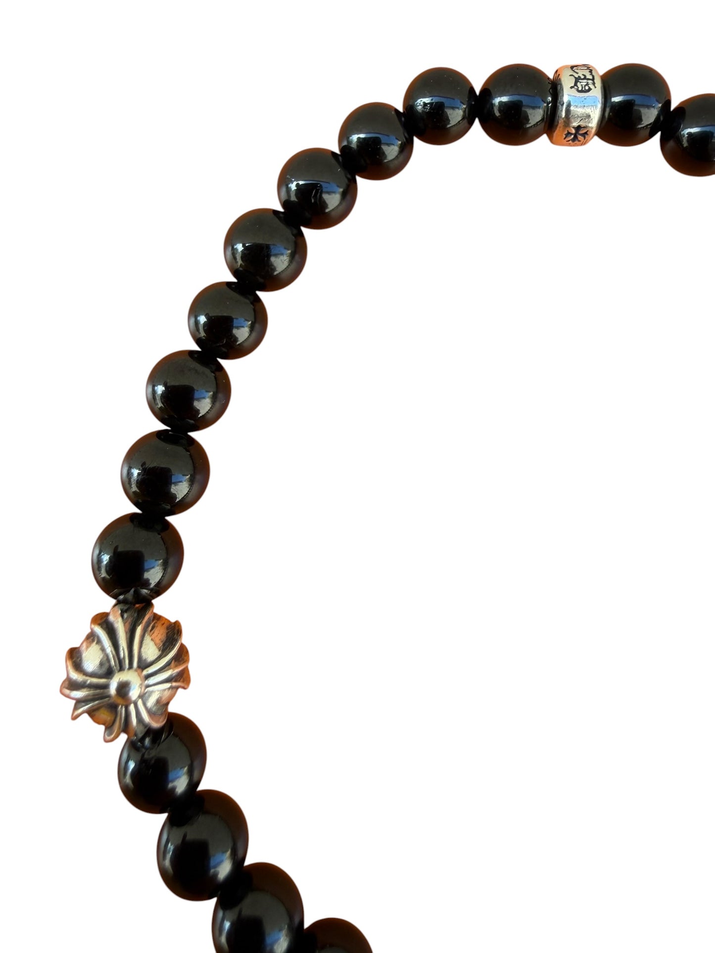 Chrome Hearts Babyfat Charm Cross Onyx Bead Bracelet Large