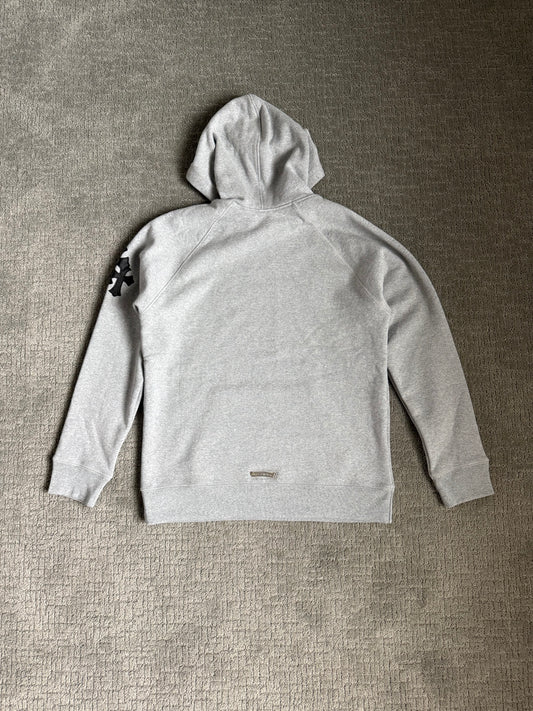 Chrome Hearts Leather Triple Cross Paper Jam Pullover Hoodie Grey
