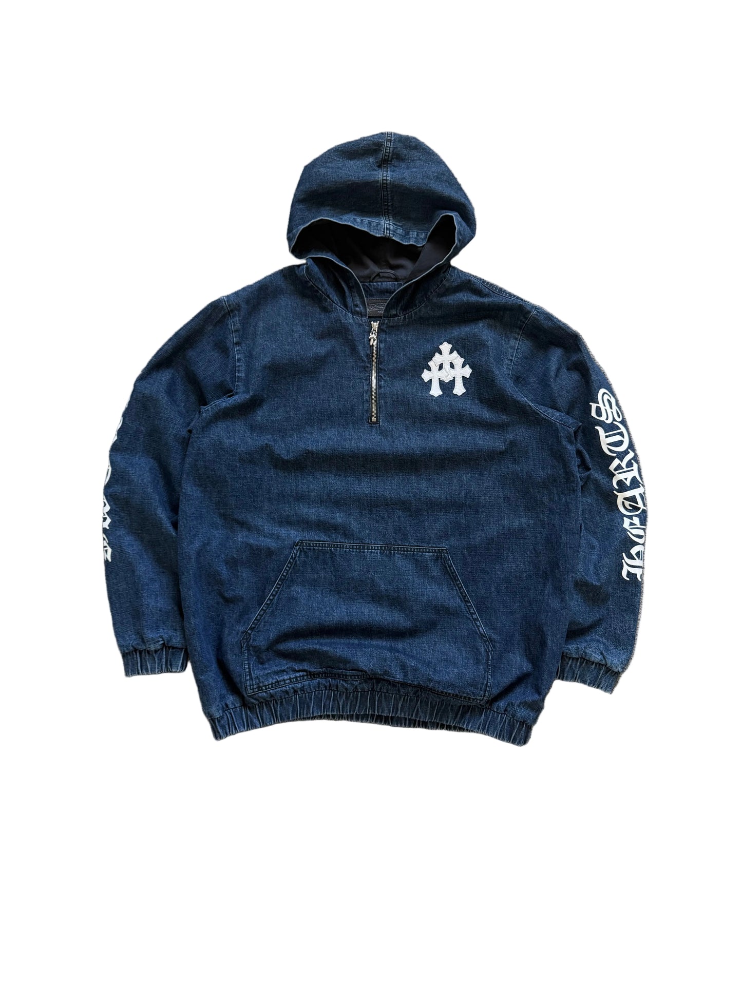 Chrome Hearts Ruckus Denim Quarter Zip Pullover Hoodie Indigo