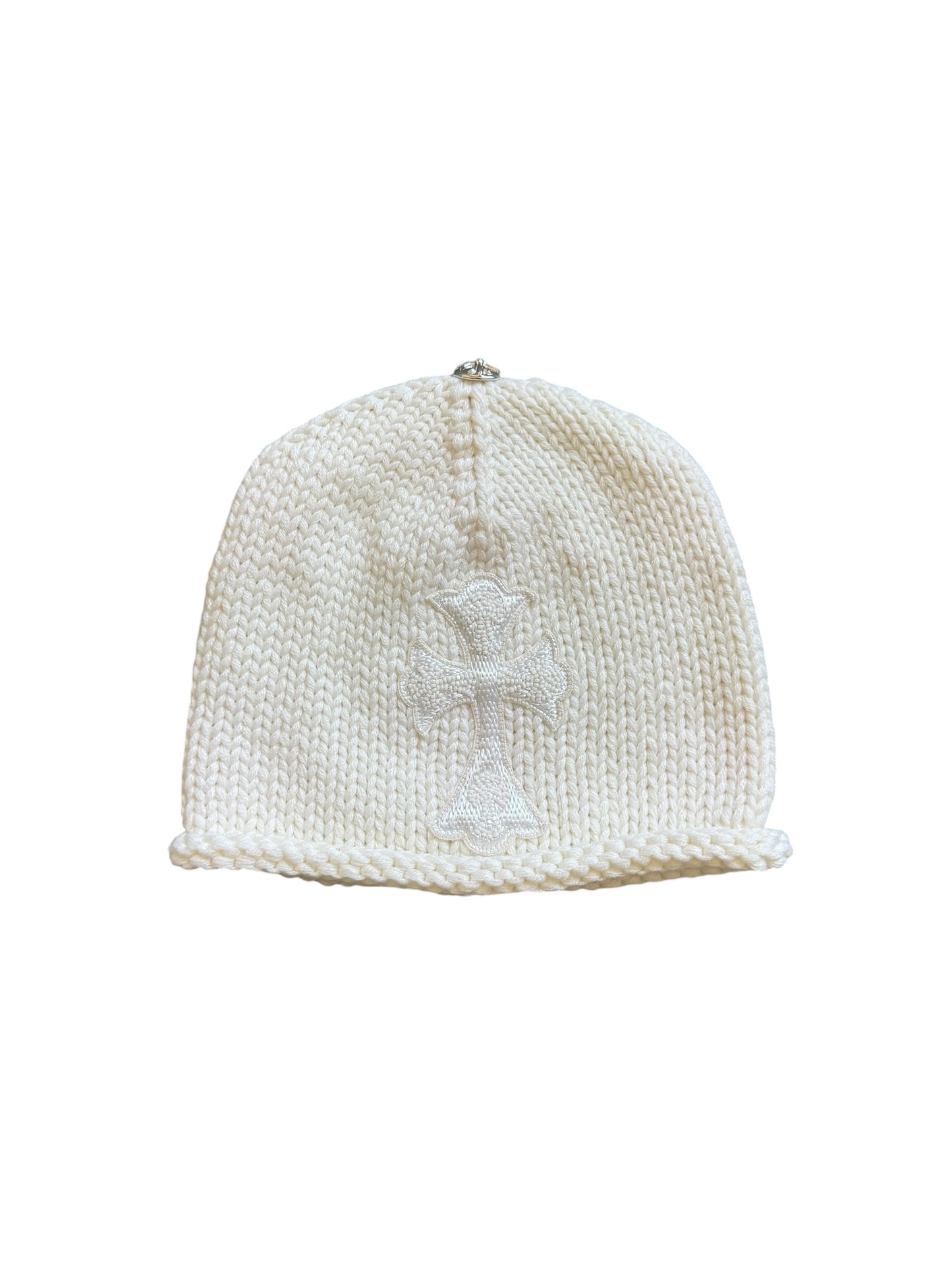 Chrome Hearts Crystal Cross Cashmere Beanie Cream